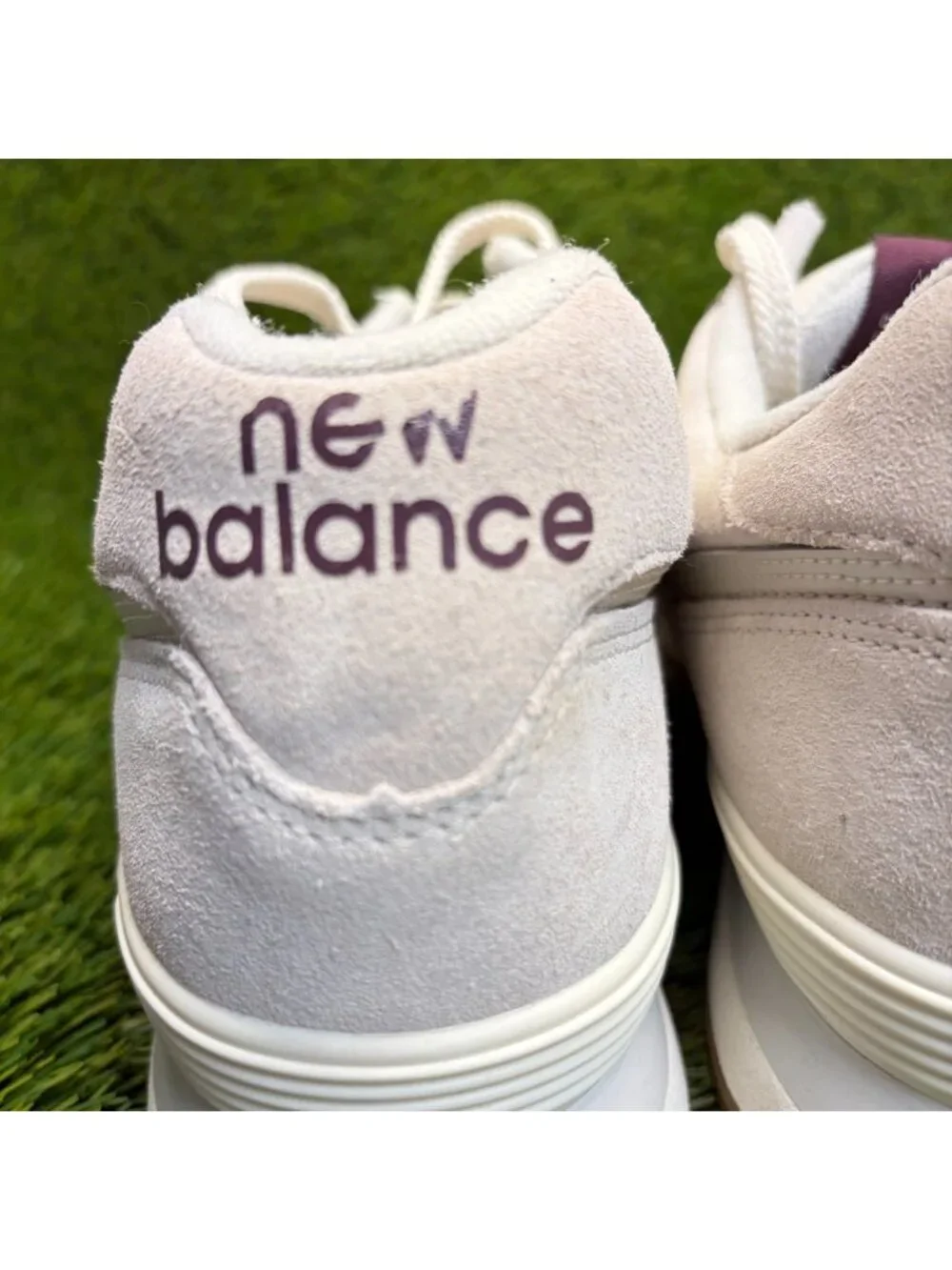 New Balance 574 Mens Size 13 Cream Burgundy Athletic Walking Shoes Sneakers